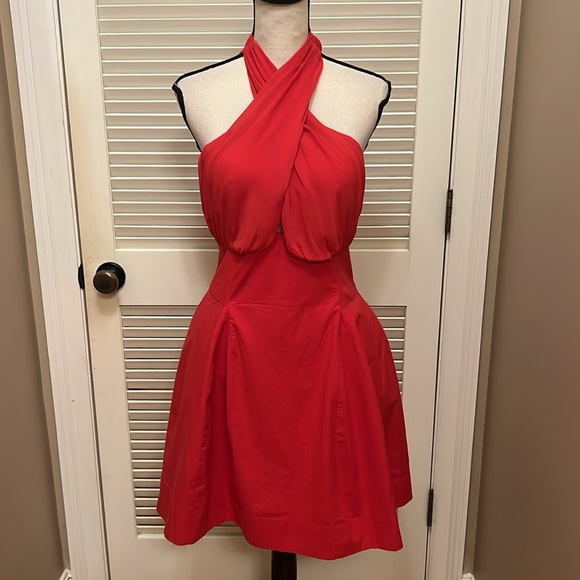 Anthropologie Maeve Twist Halter Tie-Neck Mini Dress in Red, Size Large, NWT - Picture 3 of 17